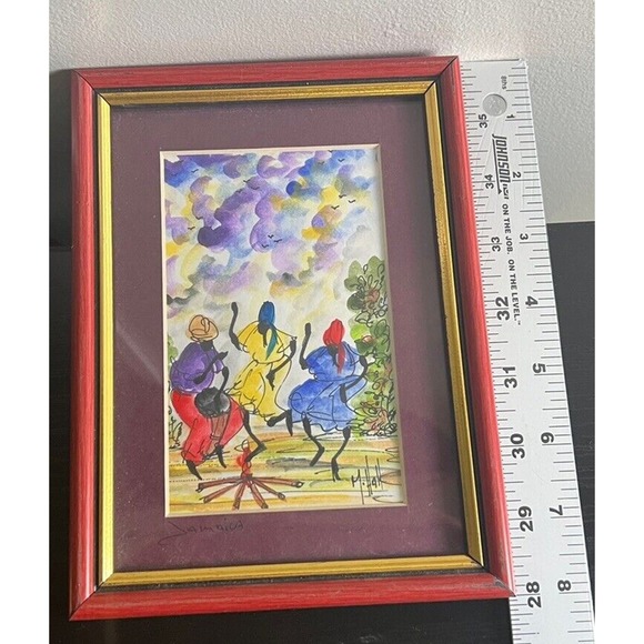 Jamaican Women Working Water Color Paintings- WallArt - By M.Hall Matted&framed - Picture 12 of 12